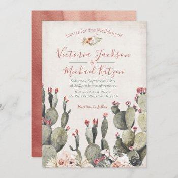 terracota and cactus wedding invitations