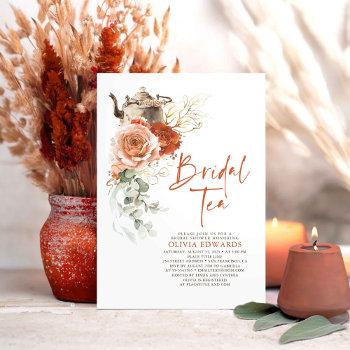 terracotta burnt orange bridal shower tea party invitation