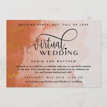 Small Terracotta Coral Watercolor Online Virtual Wedding Front View