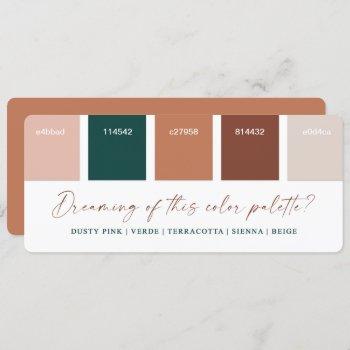 terracotta & dusty pink wedding color palette card