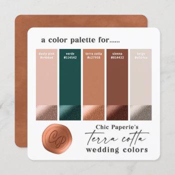 terracotta green rustic wedding color palette card
