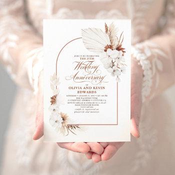 terracotta white flowers boho wedding anniversary invitation