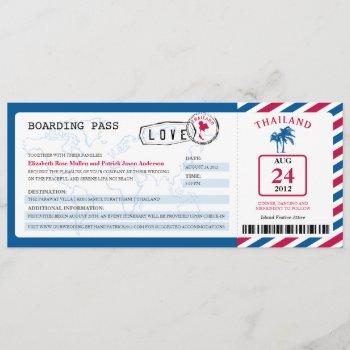 Small Thailand Airmail Boarding Pass Wedding Front View
