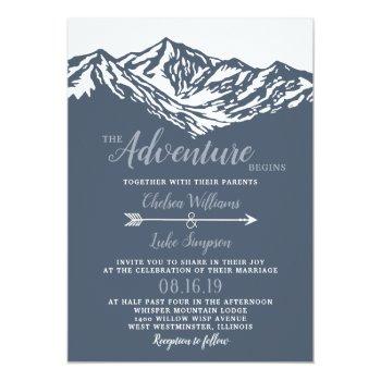 Small The Adventure Begins Mountain Wedding Dusty Blue Front View