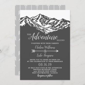 Small The Adventure Begins Mountain Wedding Gray Front View