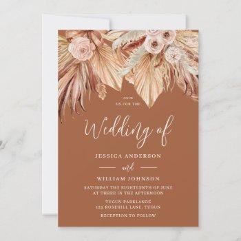 the boho wedding: bohemian terracotta dried floral invitation