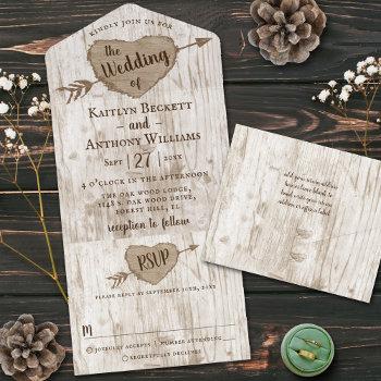 the carved heart tree wedding collection all in one invitation