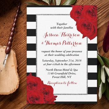 the chic modern luxe wedding collection- red roses invitation