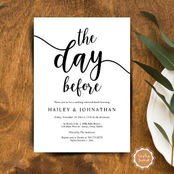 the day before, wedding rehearsal lunch or brunch invitation