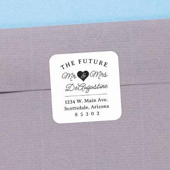 Small The Future Mr And Mrs Wedding Return Address Label Front View