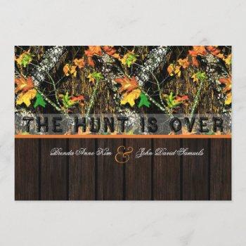 Small The Hunt Is Over Camo Wood Wedding Front View
