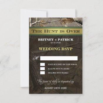 the hunt is over hunting camo wedding rsvp cards