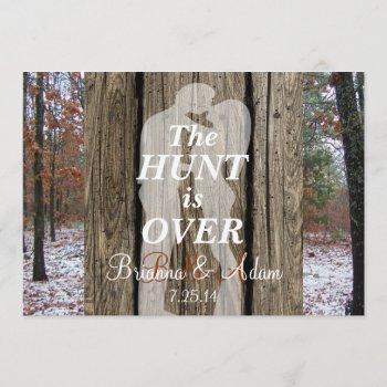 the hunt is over hunting theme wedding invite