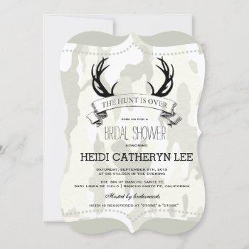"the hunt is over" rustic camo bridal shower invitation