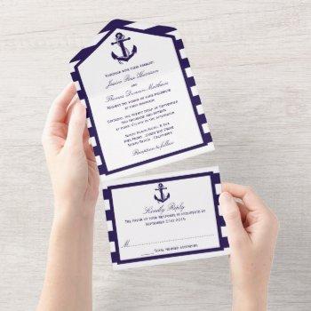 the nautical anchor navy stripe wedding collection all in one invitation