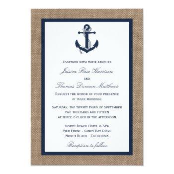 Small The Navy Anchor On Burlap Beach Wedding Collection Front View