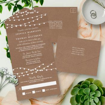 the rustic kraft string lights wedding collection all in one invitation