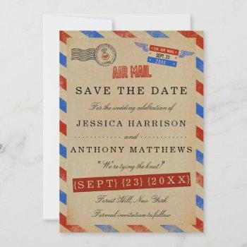 Small The Vintage Airmail Wedding Collection Save The Date Front View