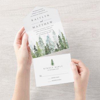 the watercolor pine tree forest wedding collection all in one invitation