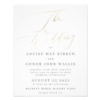 the wedding budget yellow gold foil elegant invite flyer