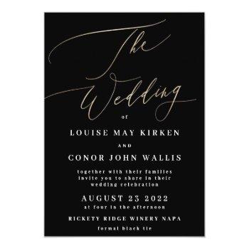 Small The Wedding Budget Yellow Gold Onyx Elegant Invite Flyer Front View