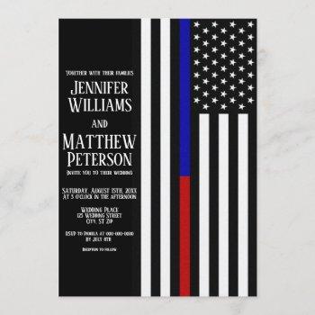 thin blue/red line flag wedding invitation
