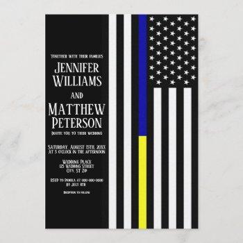 thin blue/yellow line flag wedding invitation