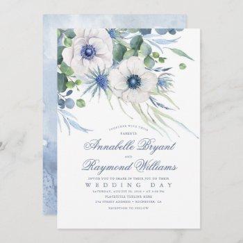Small Thistle Anemone Greenery Dusty Blue Wedding Front View