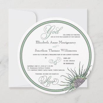 Small Thistle Flower God Is Love Christian Wedding Front View