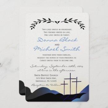 three crosses religious wedding invitations