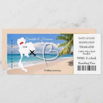 ticket boarding pass wedding destination thailand invitation
