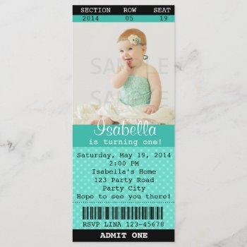 ticket invitation (turquoise) photo -movie/theatre