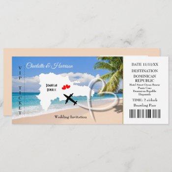 ticket pass destination dominican republic wedding invitation