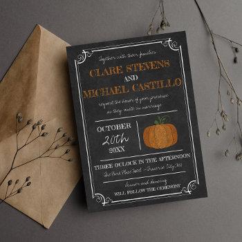 til death fall pumpkin orange black wedding invitation