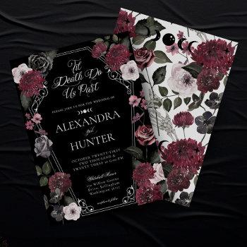 til death watercolor gothic floral wedding invitation