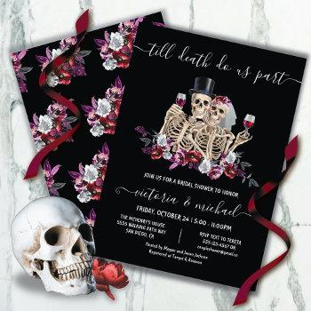 till death do us part goth skeleton bride & groom invitation