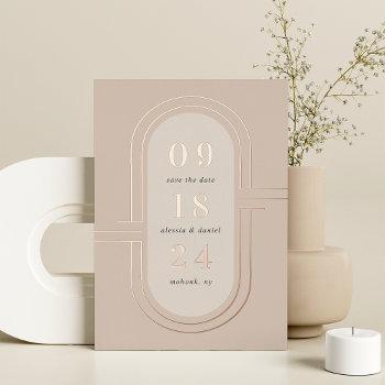 Small Time Capsule | Modern Deco Foil Save The Date Front View