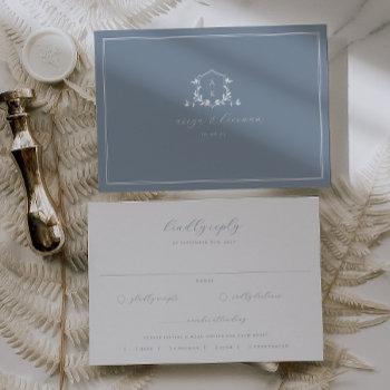 timeless vines dusty blue crest meal choice rsvp card