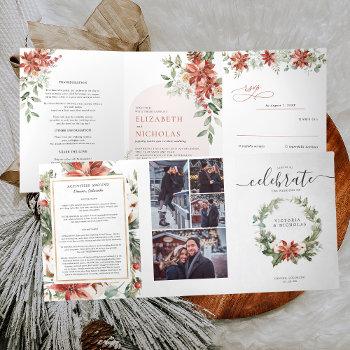 Small 'tis The Season | Christmas Wedding Floral Tri-fold Front View