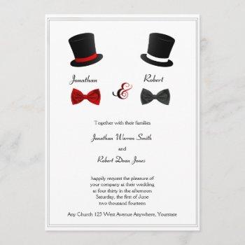 Small Top Hats And Bow Ties Gay Wedding Front View