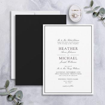 Small Traditional Black & White Classic Script Wedding Front View