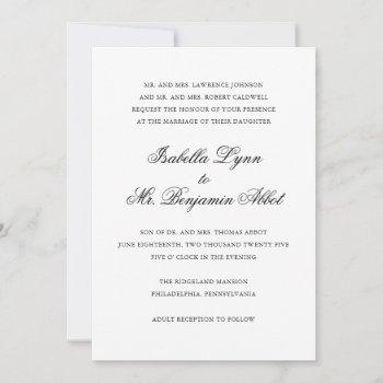 traditional calligraphy names formal wedding invitation