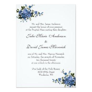 Small Traditional Catholic Religious Blue Roses Wedding Back View