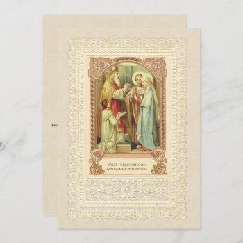 traditional catholic wedding gold invitation