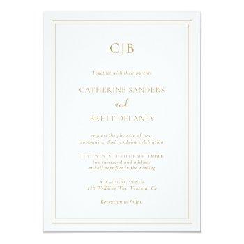 Small Traditional Elegant Simple Monogram Gold Wedding Front View