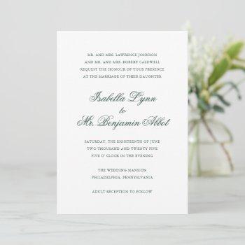 Small Traditional Forest Green Formal Elegant Wedding Front View