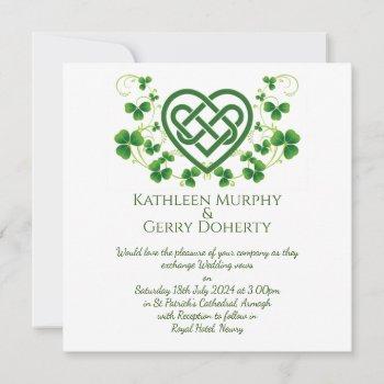 traditional irish celtic love knot and shamrocks invitation