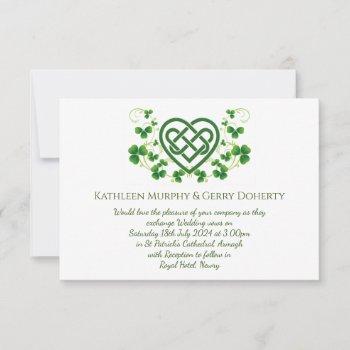 traditional irish celtic love knot and shamrocks invitation