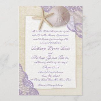 treasured beach lavender wedding invitation
