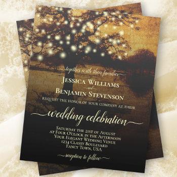 Small Tree With Lights Rustic Budget Wedding Invite Front View
